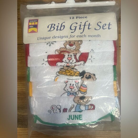 Vintage 12 piece bib gift set Ecology kids unique designs for each month baby - Picture 1 of 5